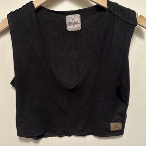 Tribe Kelley Black Suede Crop Top